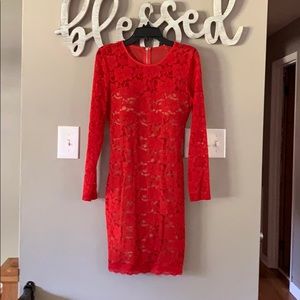NWOT Stunning RED lace mini dress!